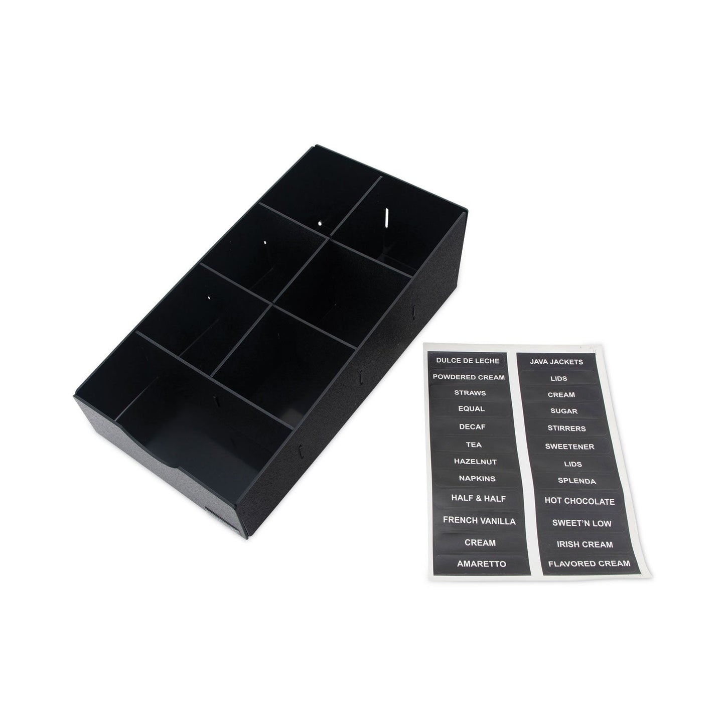 Vertiflex Condiment Caddy, 7 Compartments, 8.75 x 16 x 5.25, Black