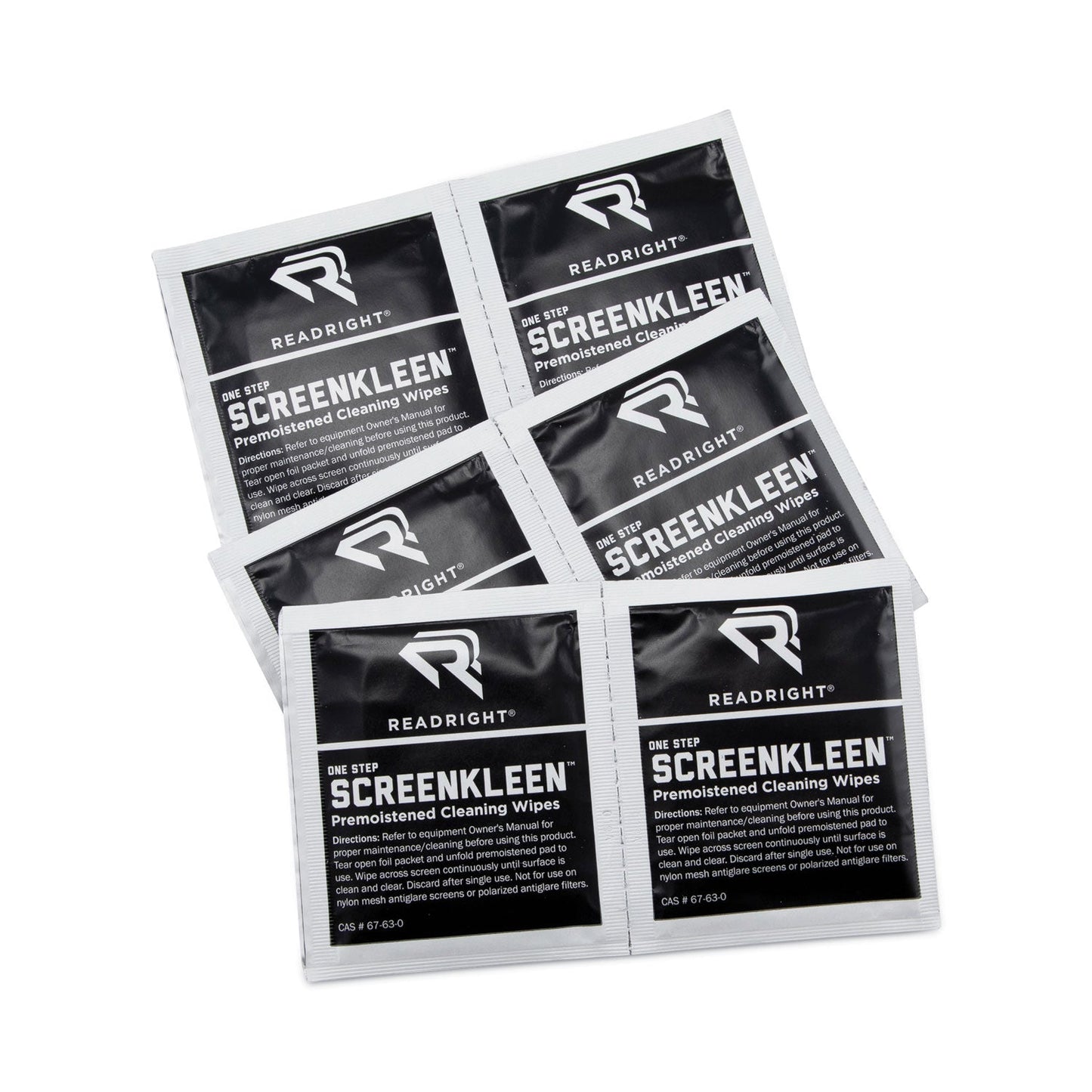 Read Right OneStep CRT Screen Cleaning Pads, 5 x 5, Cloth, White, 100/Box