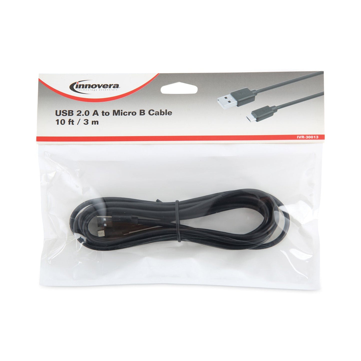 Innovera USB to Micro USB Cable, 10 ft, Black