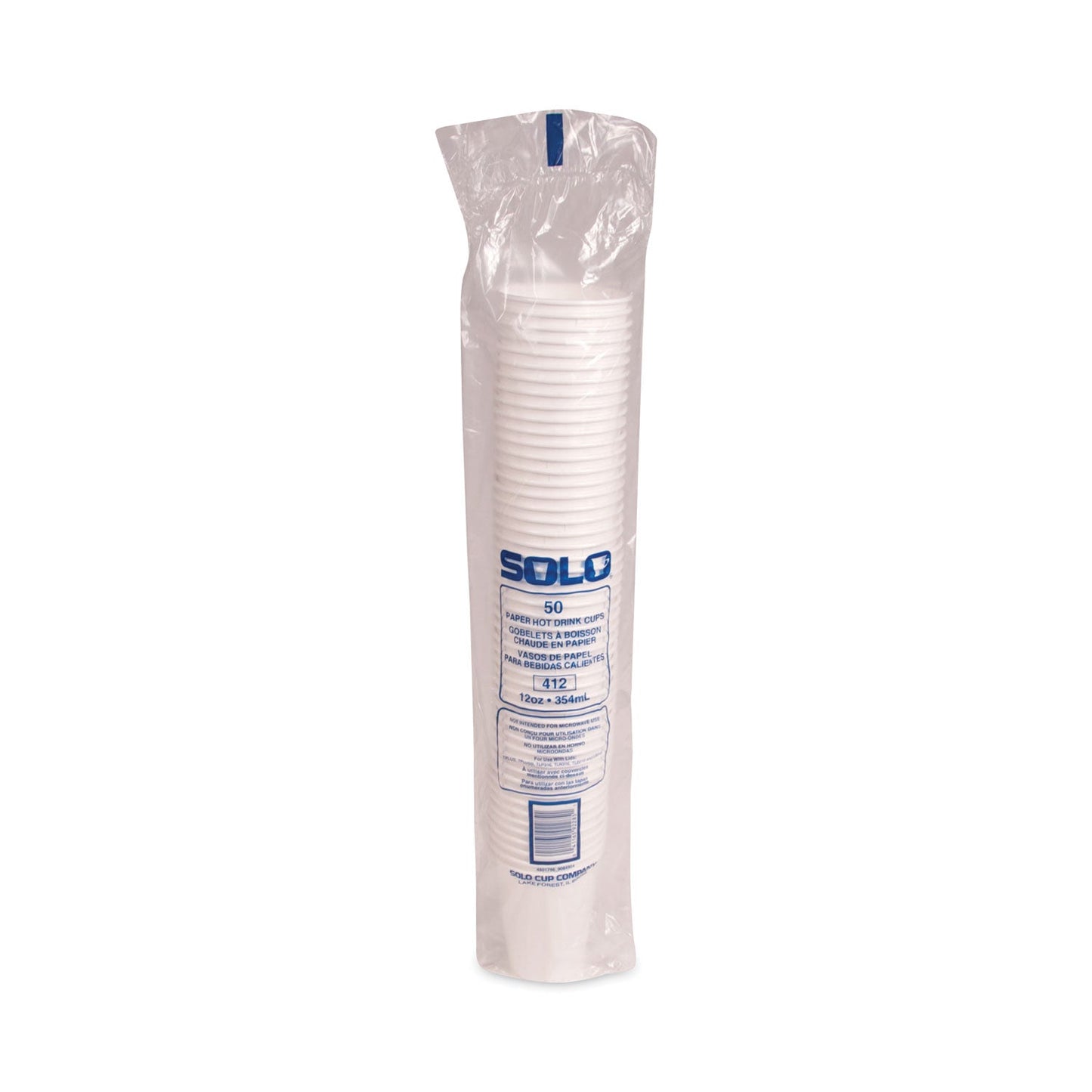 Dart Single-Sided Poly Paper Hot Cups, 12 oz, White, 50/Bag, 20 Bags/Carton