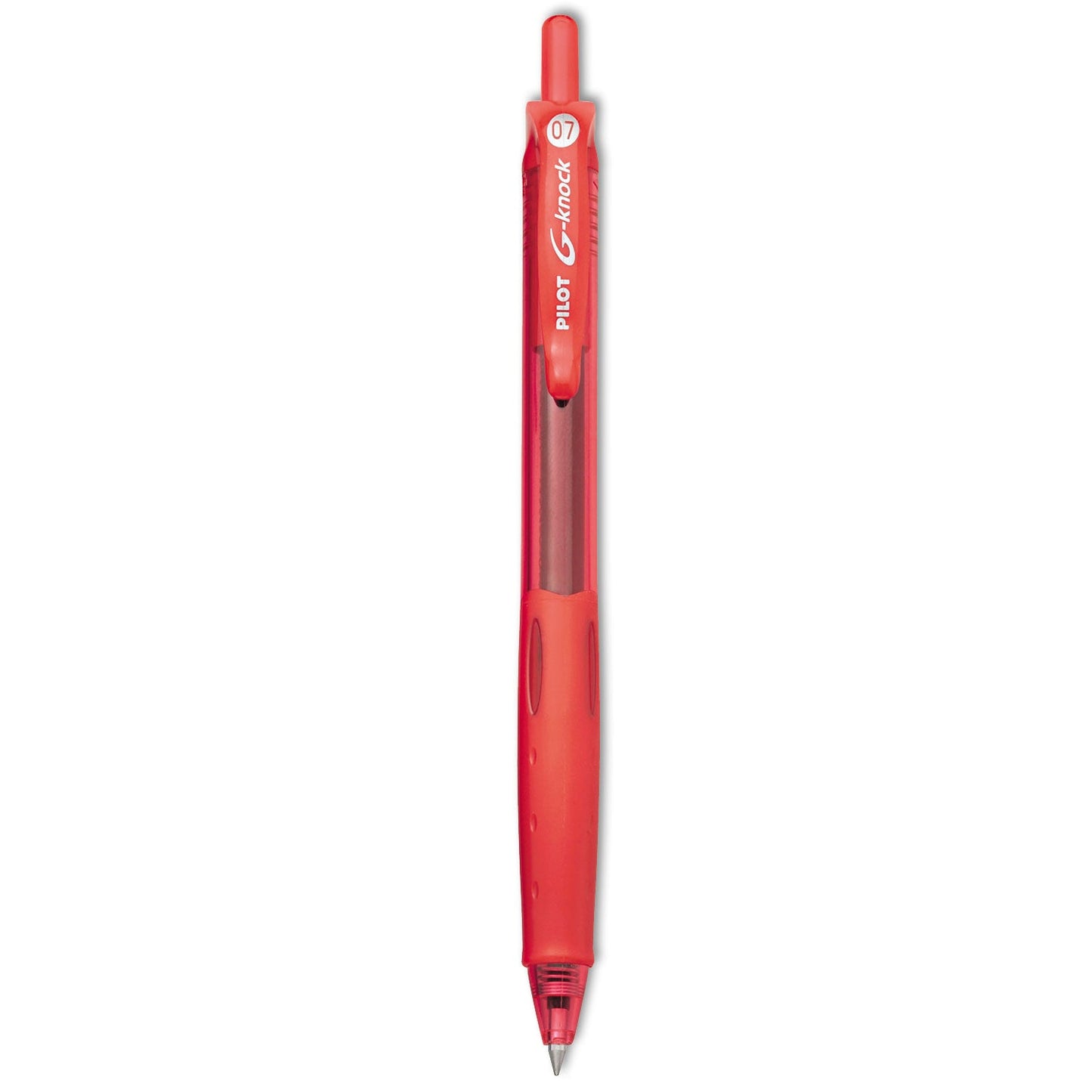 Pilot G-Knock BeGreen Gel Pen, Retractable, Fine 0.7 mm, Red Ink, Red Barrel, Dozen