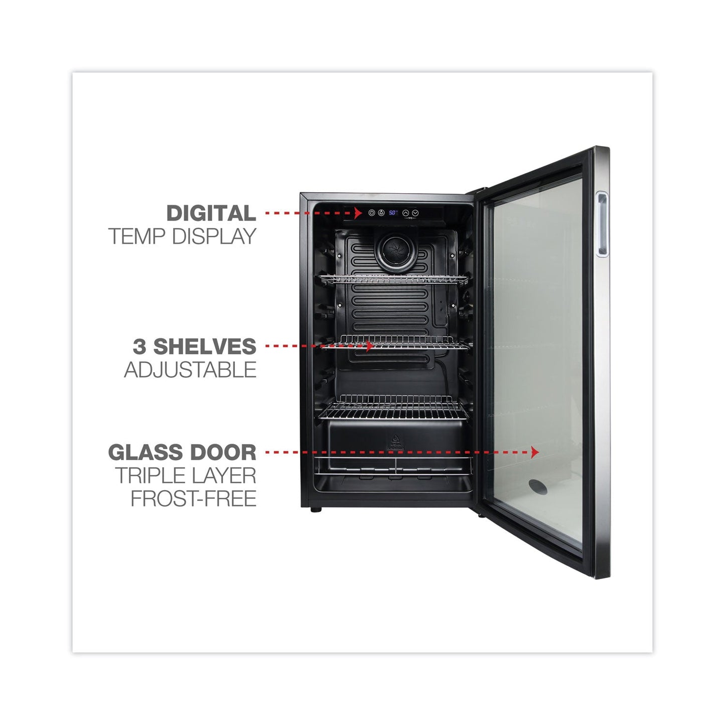 Alera 3.4 Cu. Ft. Beverage Cooler, Stainless Steel/Black