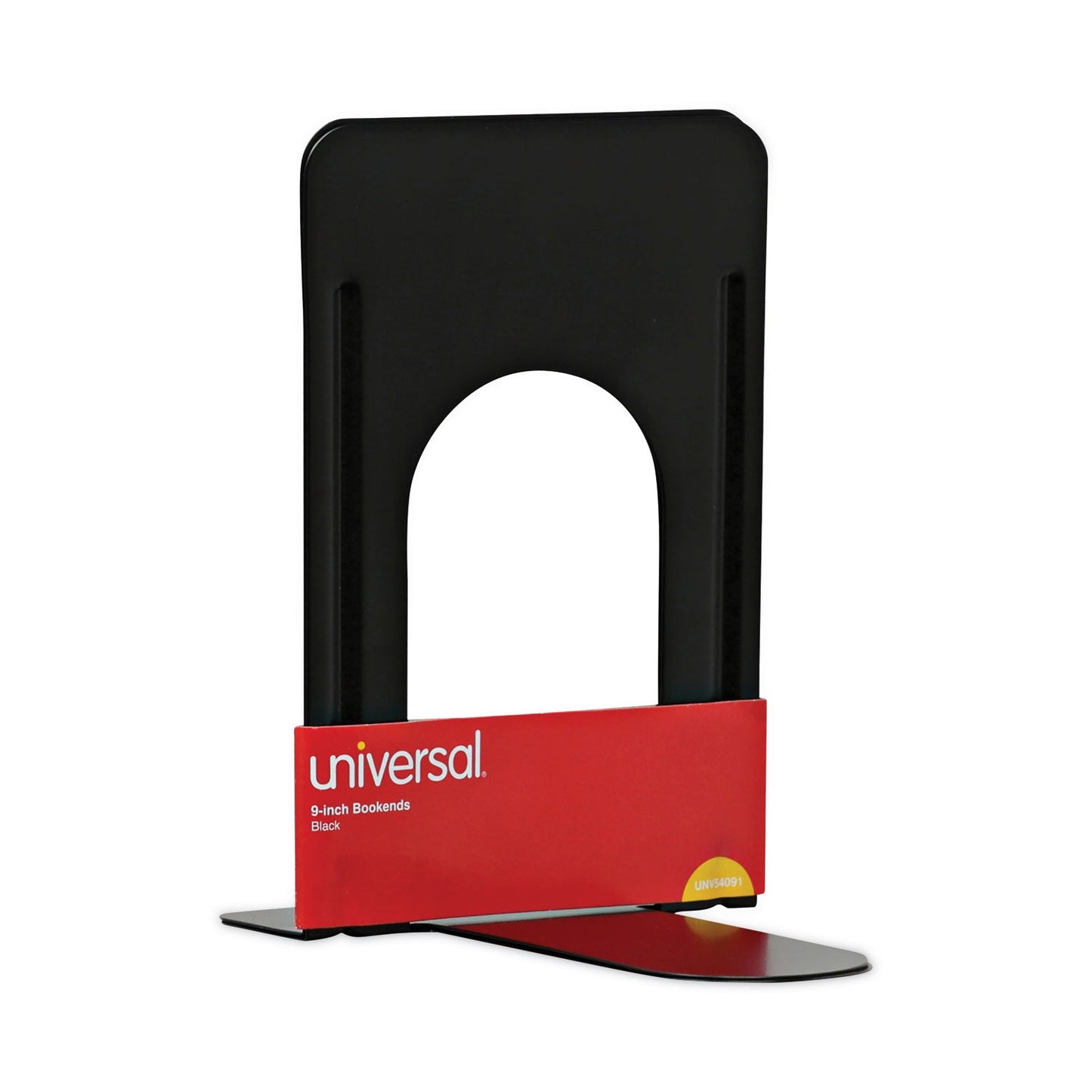Universal Economy Bookends, Standard, 5.88 x 8.25 x 9, Heavy Gauge Steel, Black, 1 Pair