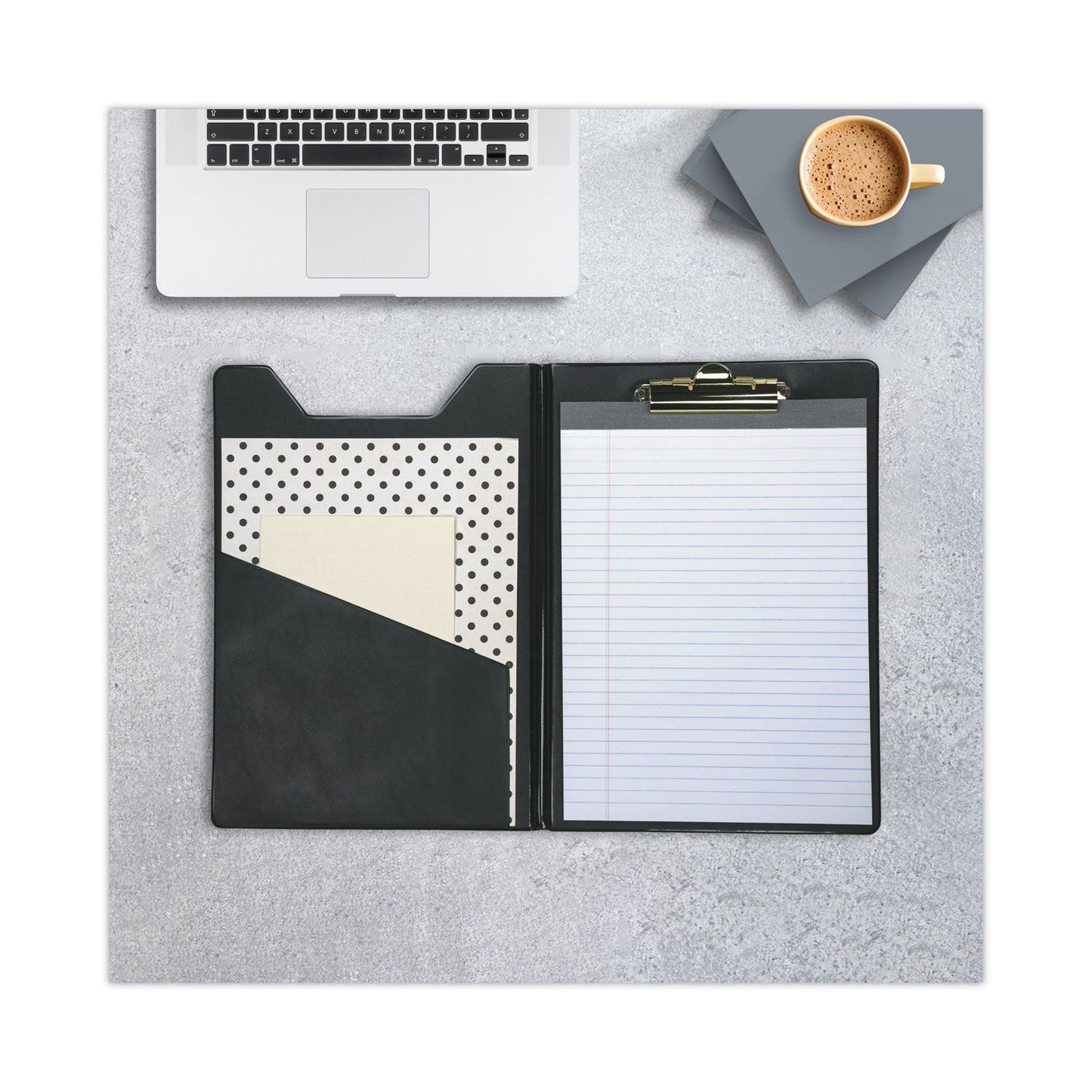 Samsill Value Padfolio, Heavyweight Sealed Vinyl, Brass Clip, Inside Front Pocket, Black