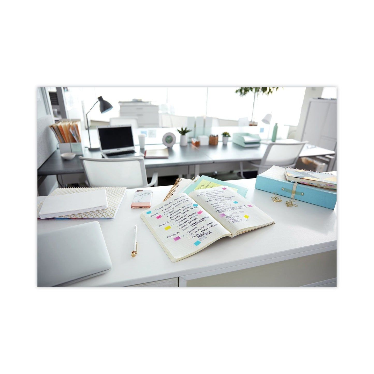 Post-it Page Flags in Desk Grip Dispenser, 1 x 1.75, Blue, 200/Dispenser