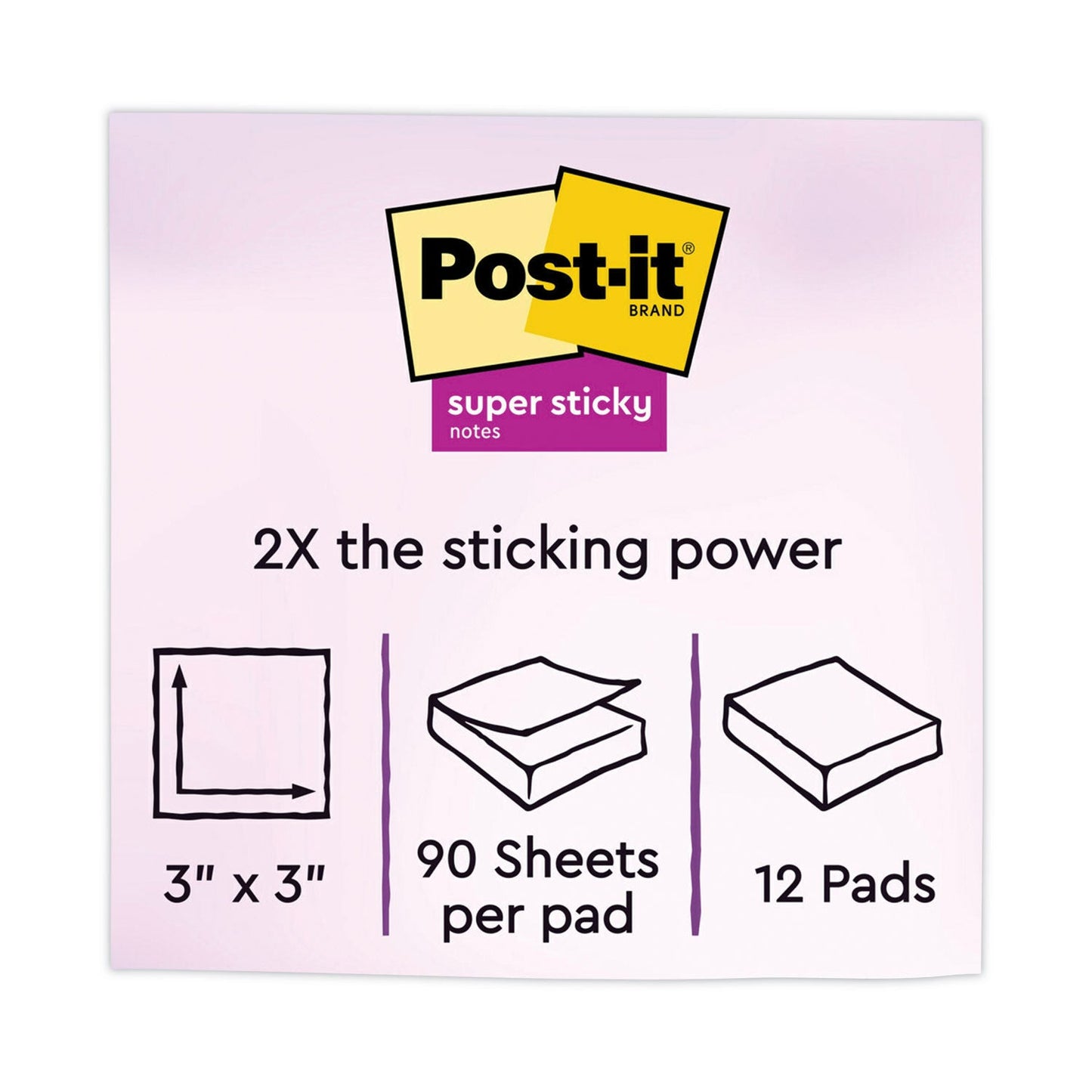 Post-it Pads in Playful Primary Collection Colors, 3" x 3", 90 Sheets/Pad, 12 Pads/Pack