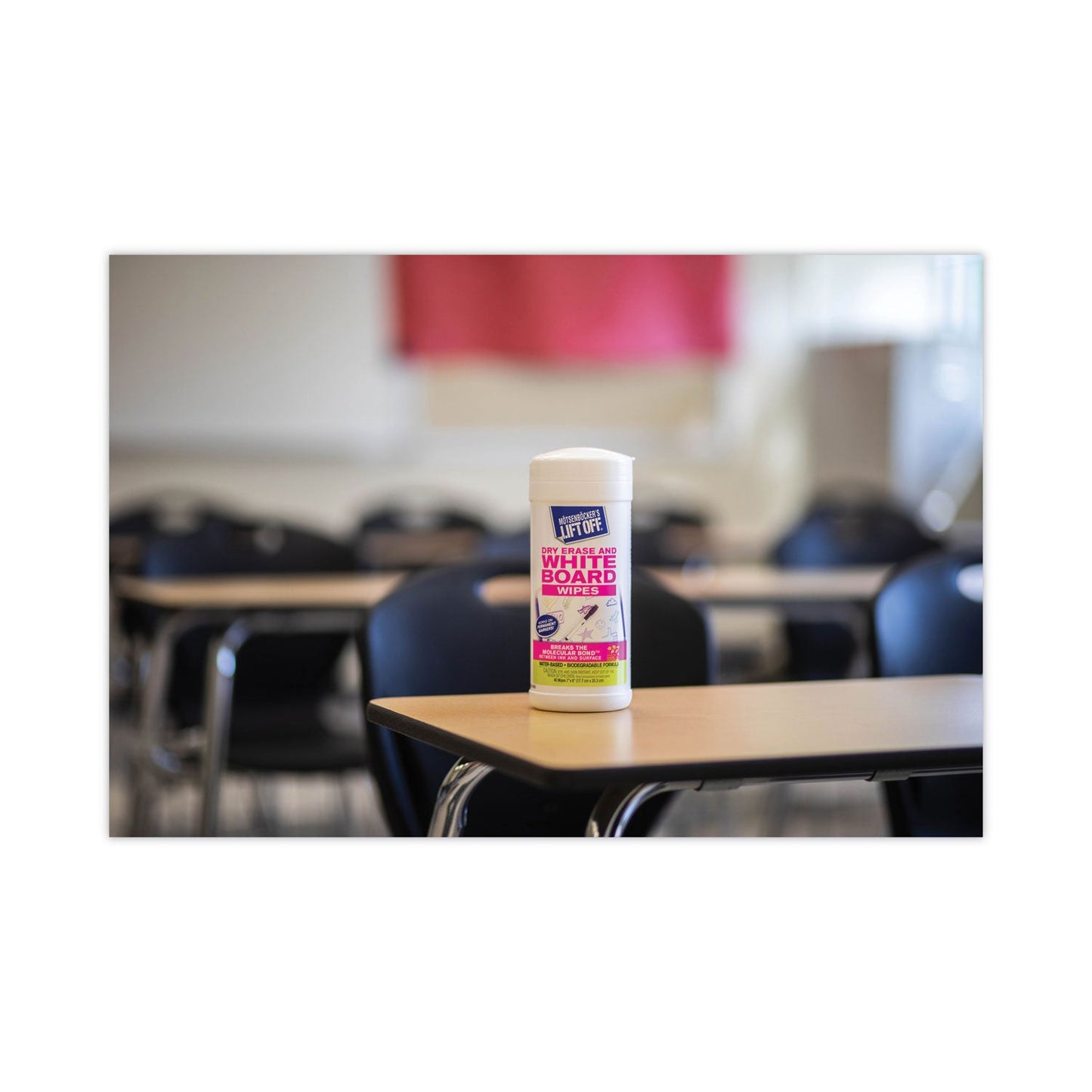Motsenbocker's Lift-Off Dry Erase Cleaner Wipes, Cloth, 7 x 12, 40/Canister, 6 Canisters/Carton