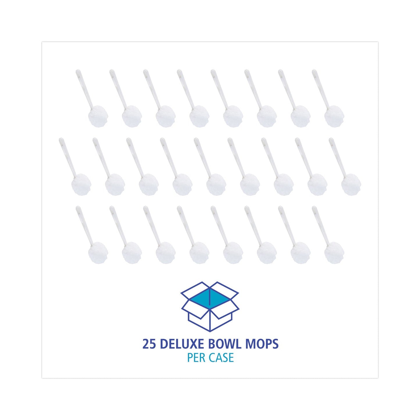 Boardwalk Deluxe Bowl Mop, 10" Handle, 2" Mop Head, White, 25/Carton