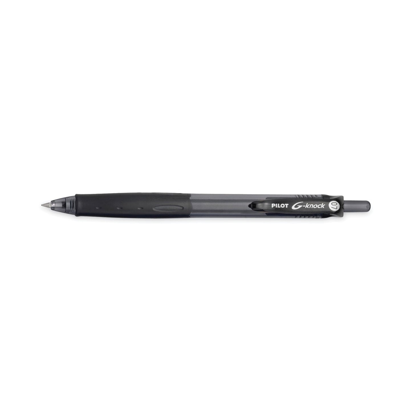 Pilot G-Knock BeGreen Gel Pen, Retractable, Fine 0.7 mm, Black Ink, Black Barrel, Dozen