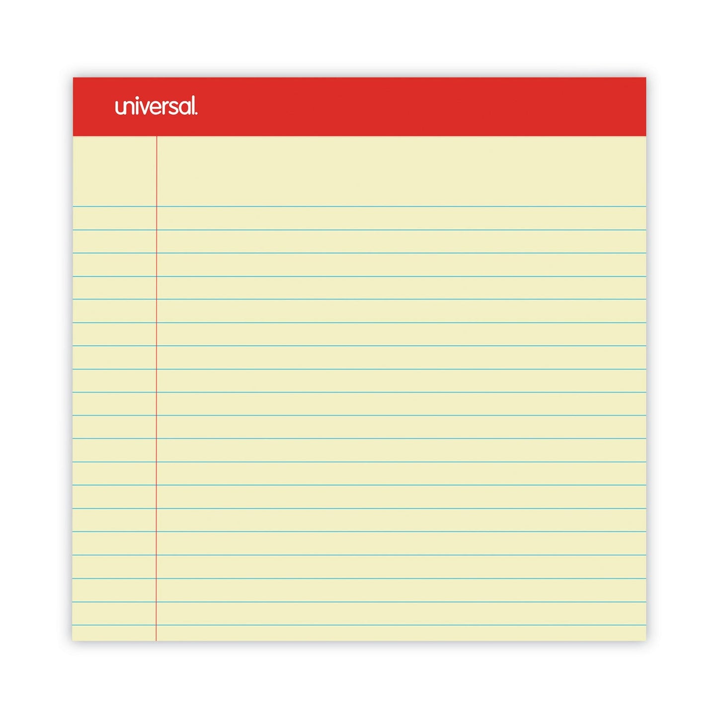 Universal Perforated Ruled Writing Pads, Wide/Legal Rule, Red Headband, 50 Canary-Yellow 8.5 x 14 Sheets, Dozen