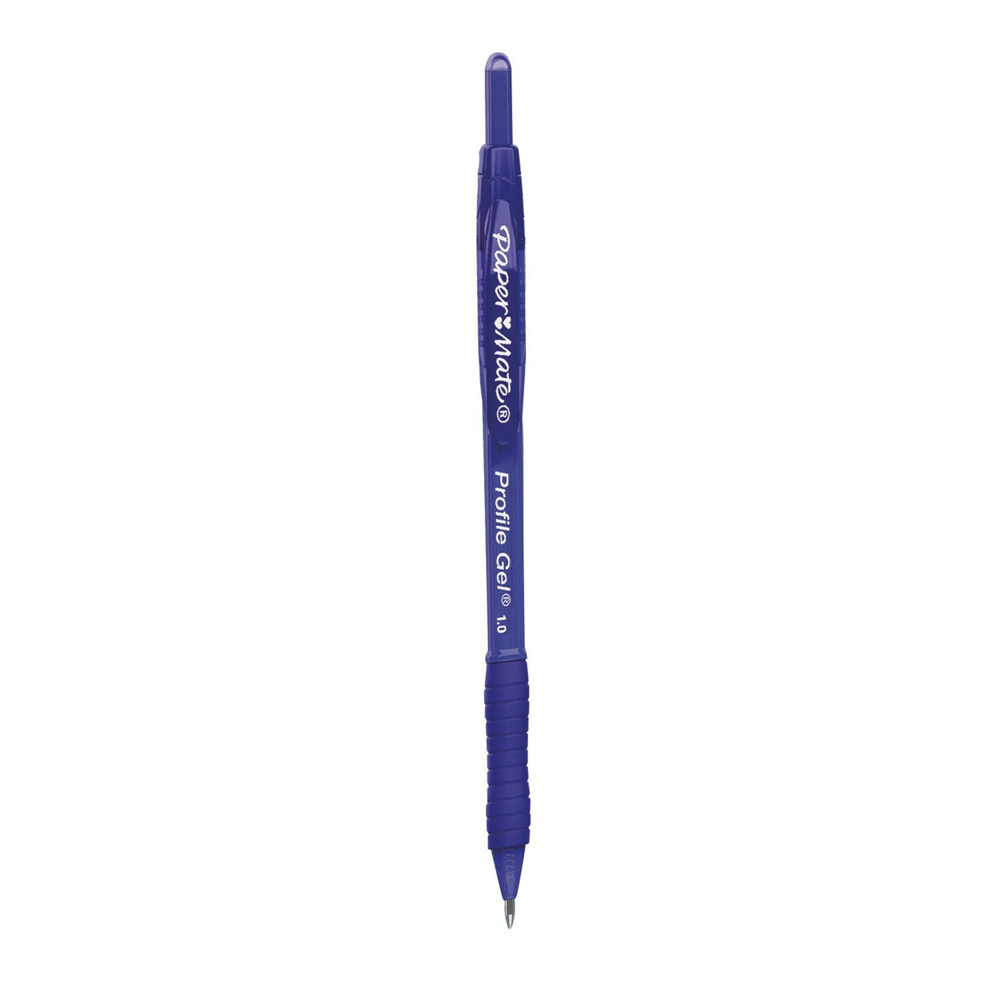 Paper Mate Profile Gel Pen, Retractable, Bold 1 mm, Blue Ink, Translucent Blue Barrel, Dozen