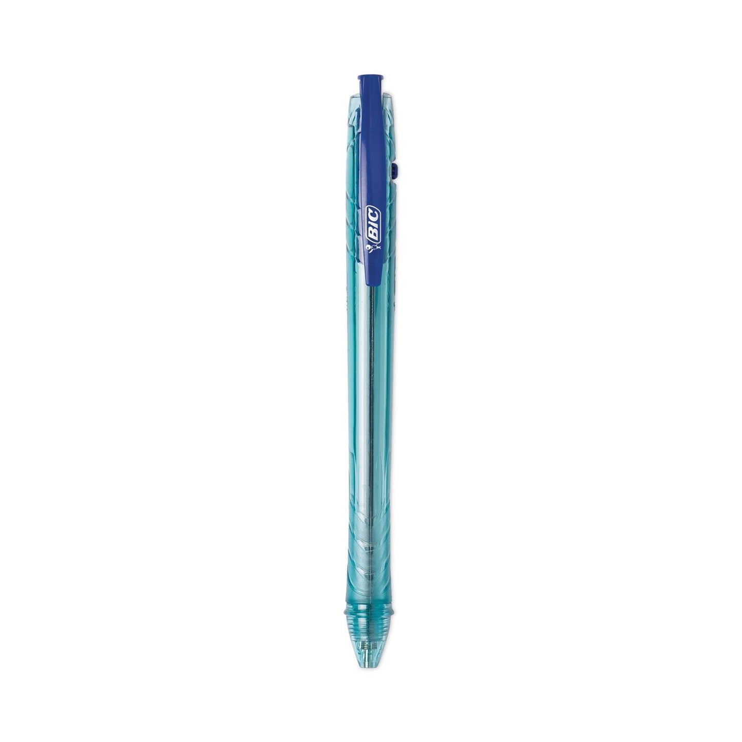 BIC ReVolution Ocean Bound Ballpoint Pen, Retractable, Medium 1 mm, Blue Ink/Translucent Blue Barrel, Dozen