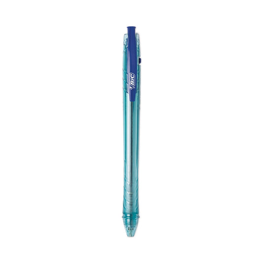 BIC ReVolution Ocean Bound Ballpoint Pen, Retractable, Medium 1 mm, Blue Ink/Translucent Blue Barrel, Dozen