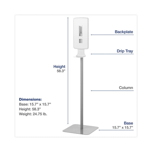 Dial FIT Touch Free Dispenser Floor Stand, 15.7 x 15.7 x 58.3, White