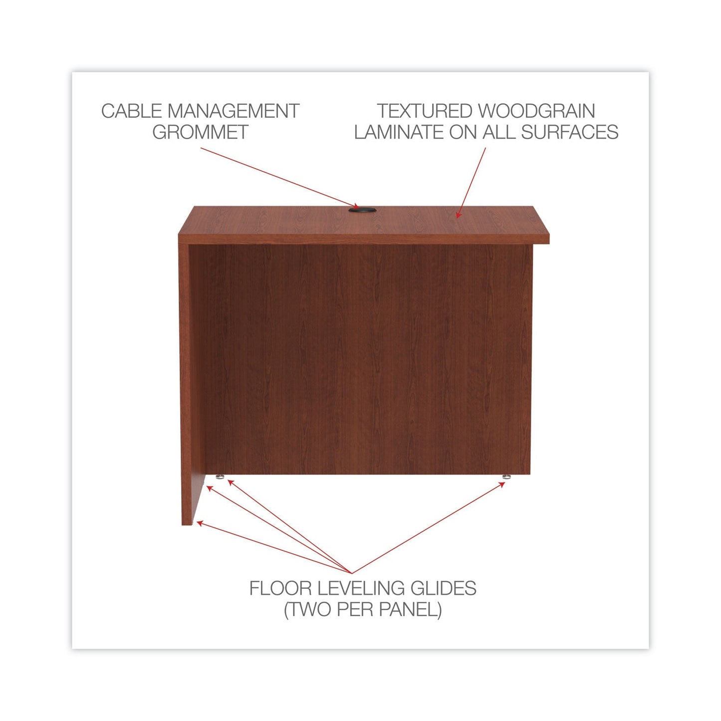 Alera Valencia Series Reversible Return/Bridge Shell, 35w x 23.63d x 29.5h, Medium Cherry