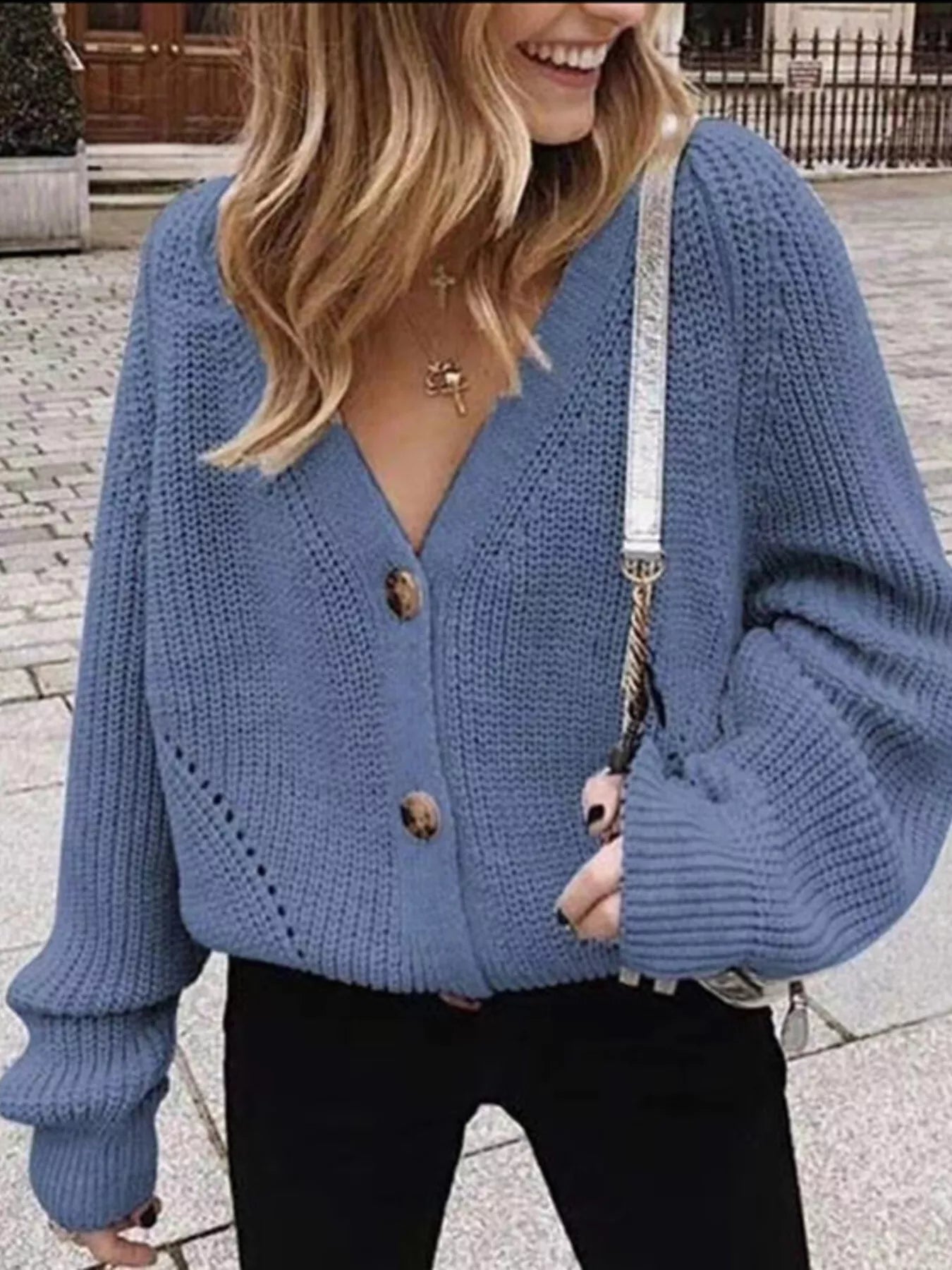 Full Size Chunky Knit Button-Down Cardigan Plus Size