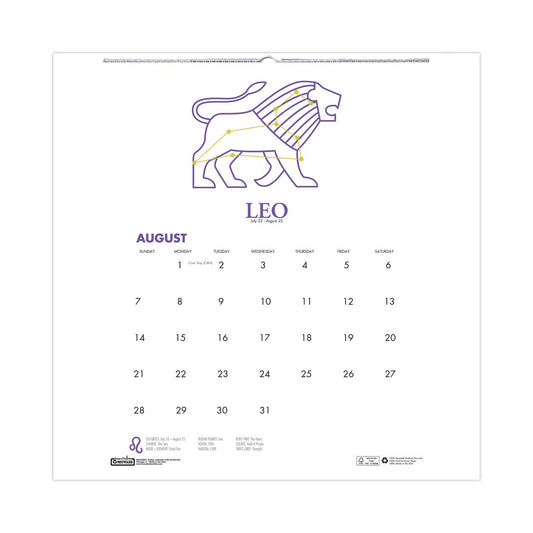 House of Doolittle Recycled Academic Zodiac Wall Calendar, 14 x 11, Multicolor Sheets,12-Month (Aug to July): 2023