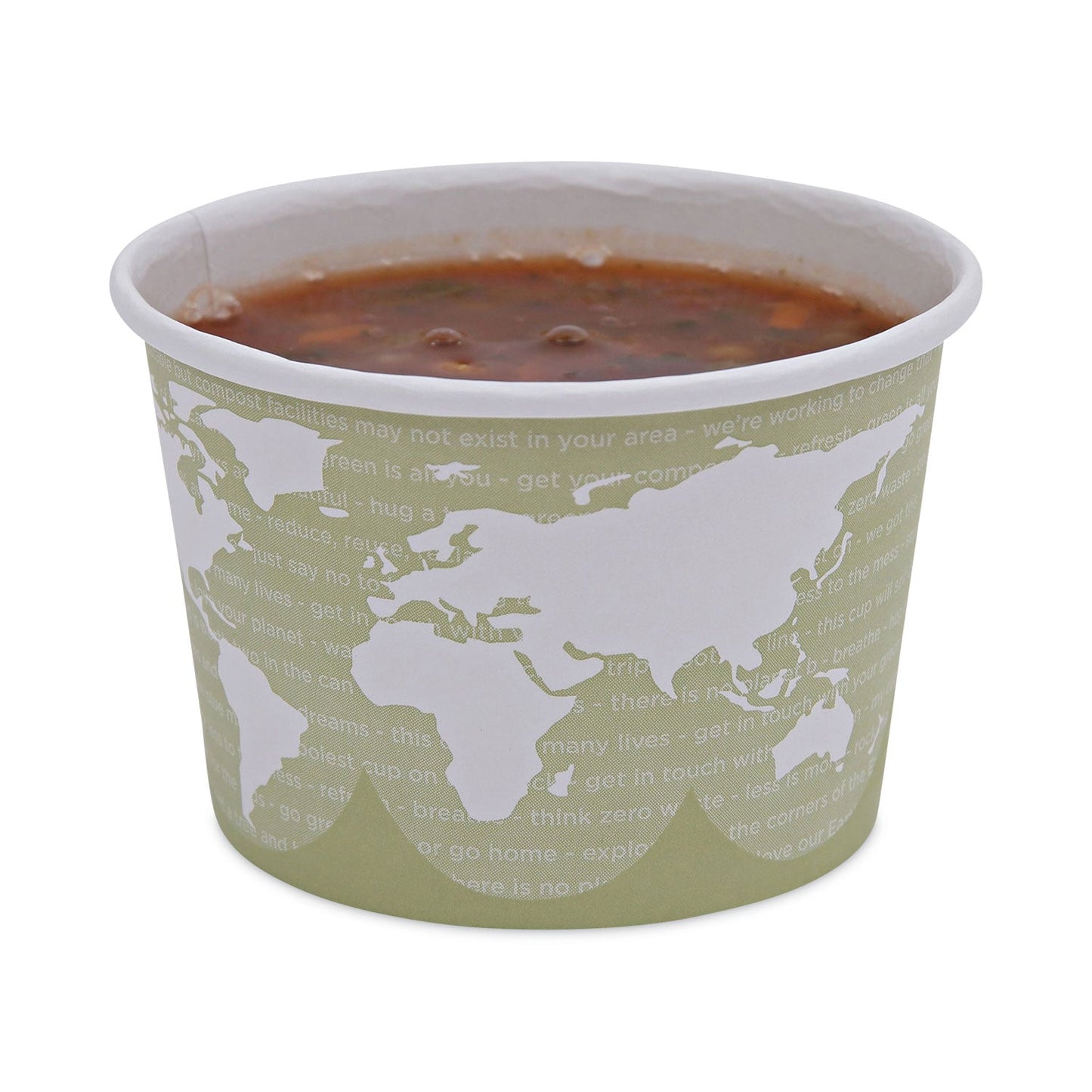 Eco-Products World Art Renewable and Compostable Food Container, 16 oz, 4.05 Diameter x 3 h, Seafoam, Paper, 25/Pack, 20 Packs/Carton