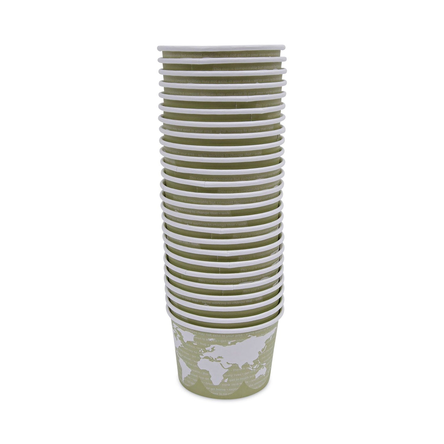 Eco-Products World Art Renewable and Compostable Food Container, 16 oz, 4.05 Diameter x 3 h, Seafoam, Paper, 25/Pack, 20 Packs/Carton