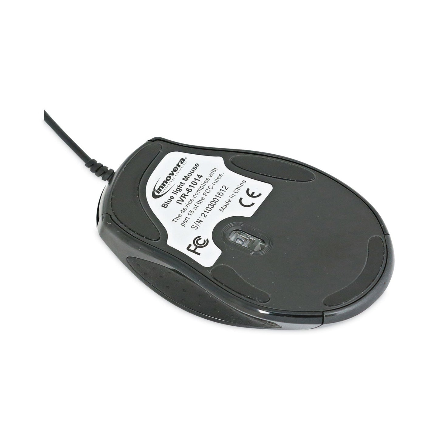 Innovera Full-Size Wired Optical Mouse, USB 2.0, Right Hand Use, Black
