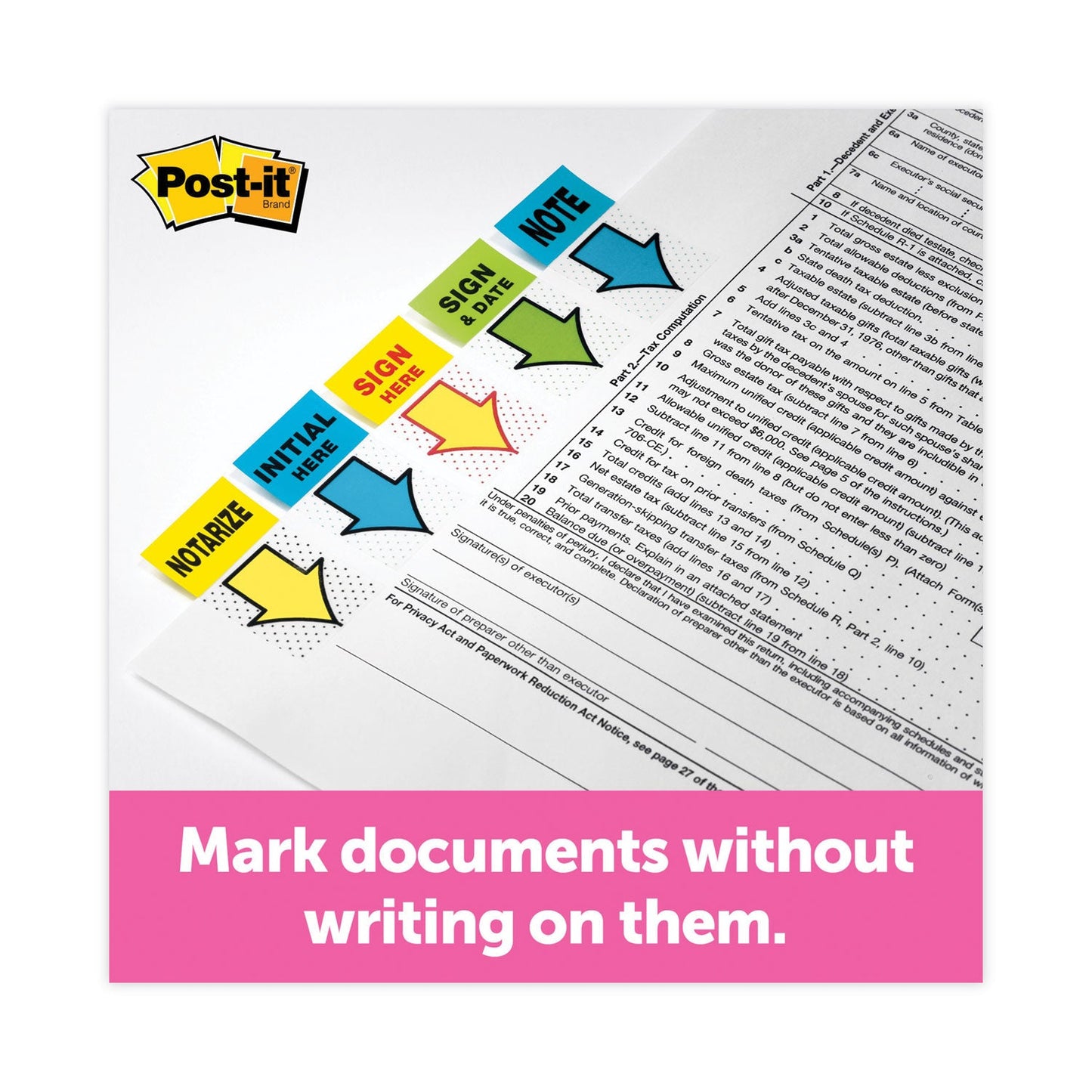 Post-it Arrow Message 1" Page Flags, "Sign and Date", Green, 50 Flags/Dispenser, 2 Dispensers/Pack