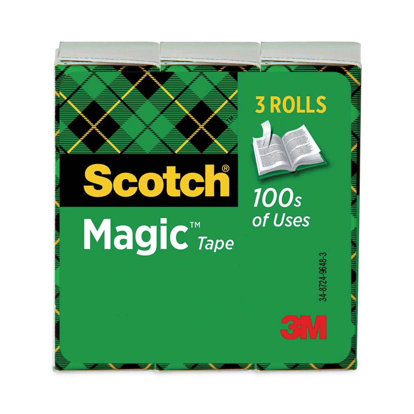 Scotch Magic Tape Refill, 1" Core, 0.75" x 83.33 ft, Clear, 3/Pack
