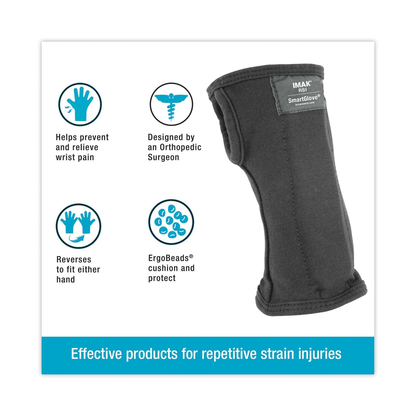 IMAK SmartGlove Wrist Wrap, Small, Fits Hands Up to 3.25" Wide, Black