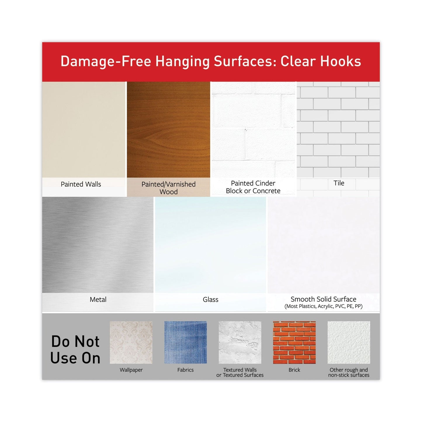 Command Clear Hooks and Strips, Plastic, Medium, 50 Hooks with 50 Adhesive Strips per Carton