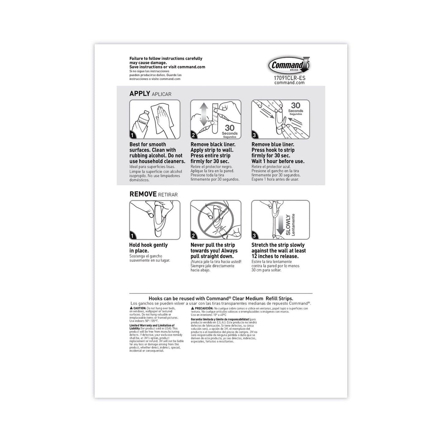 Command Clear Hooks and Strips, Plastic, Medium, 50 Hooks with 50 Adhesive Strips per Carton