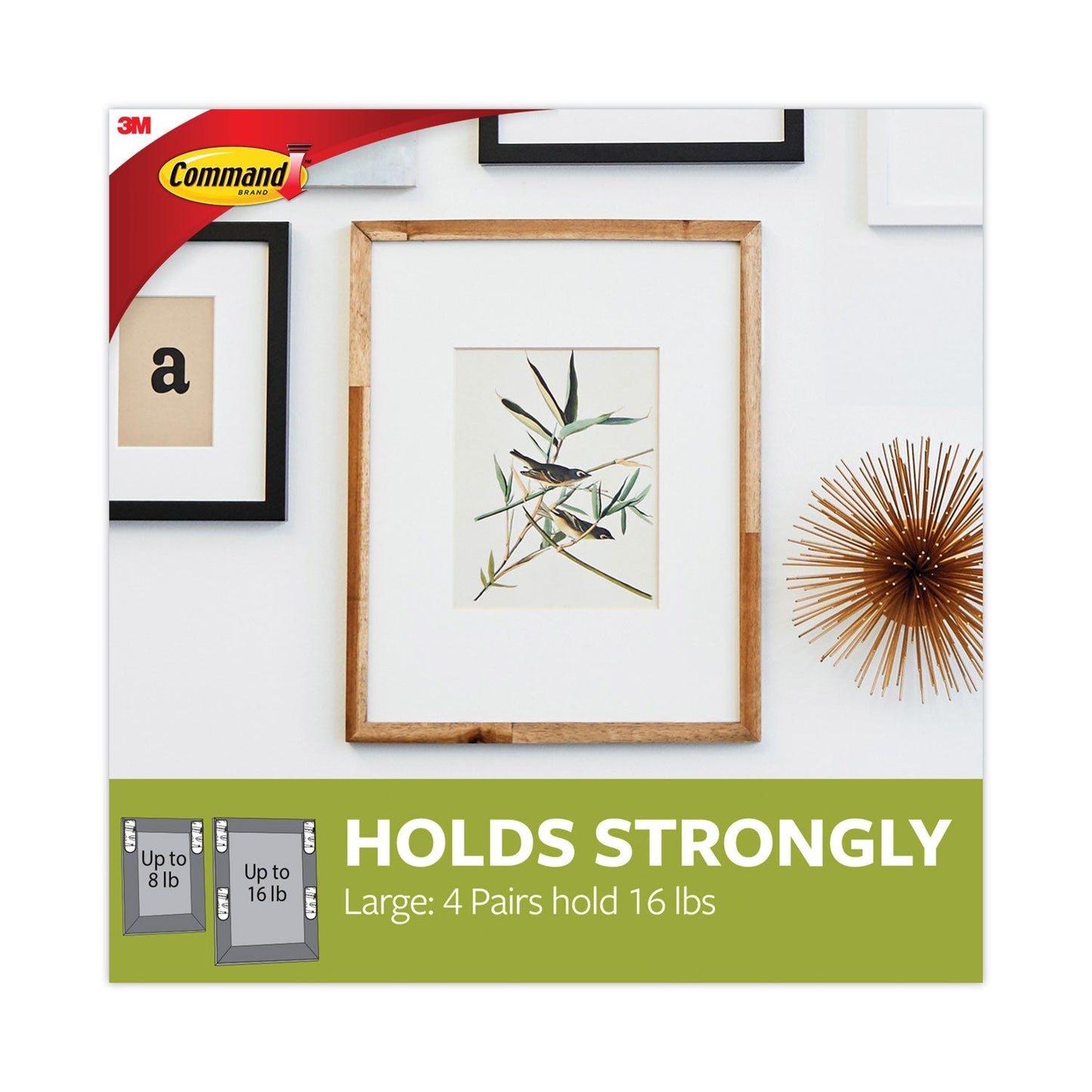 Command Picture Hanging Strips, Value Pack, Large, Removable, Holds Up to 16 lbs, 0.75 x 3.65, White, 120 Pairs/Pack