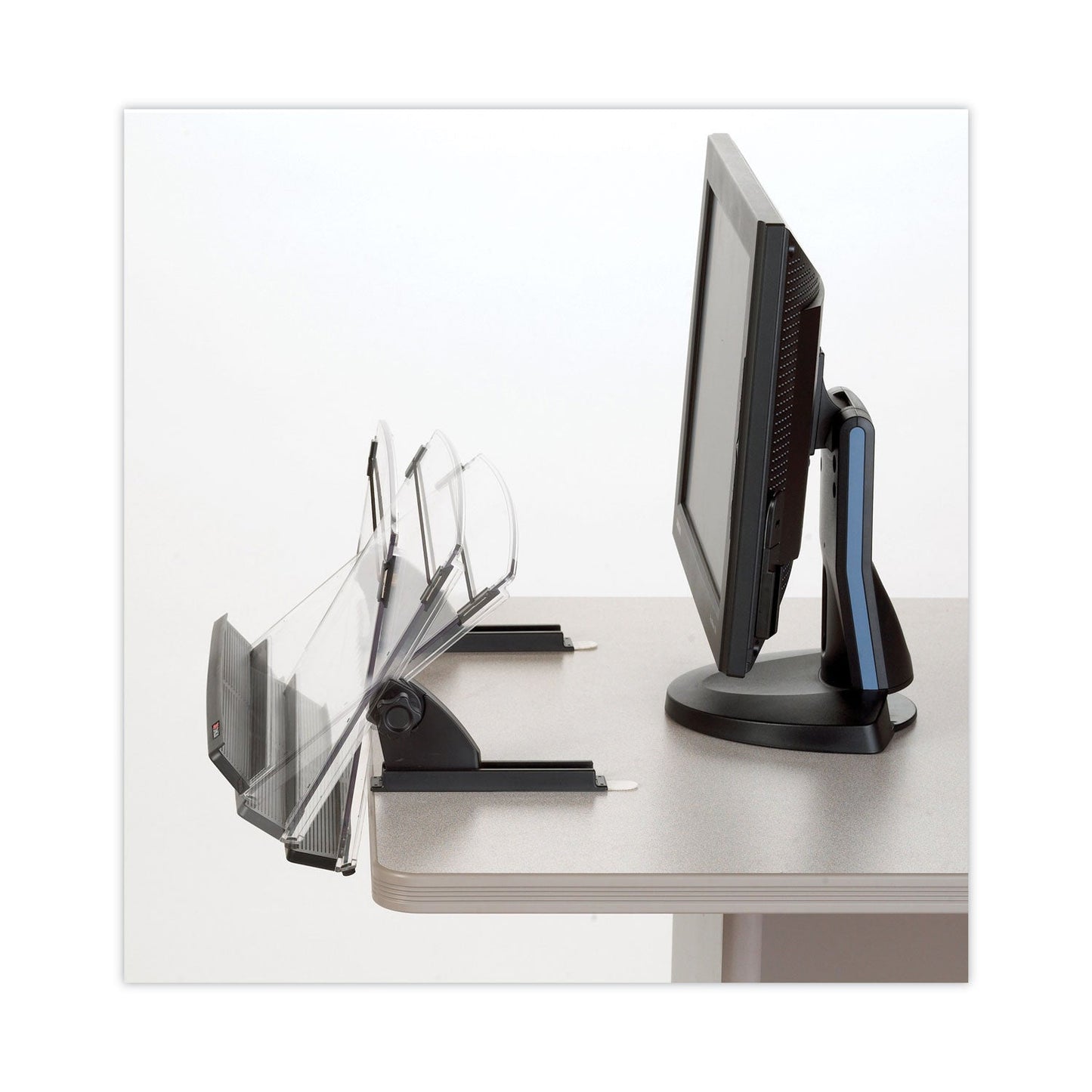 3M In-Line Adjustable Desktop Copyholder,150 Sheet Capacity, Plastic, Black/Clear