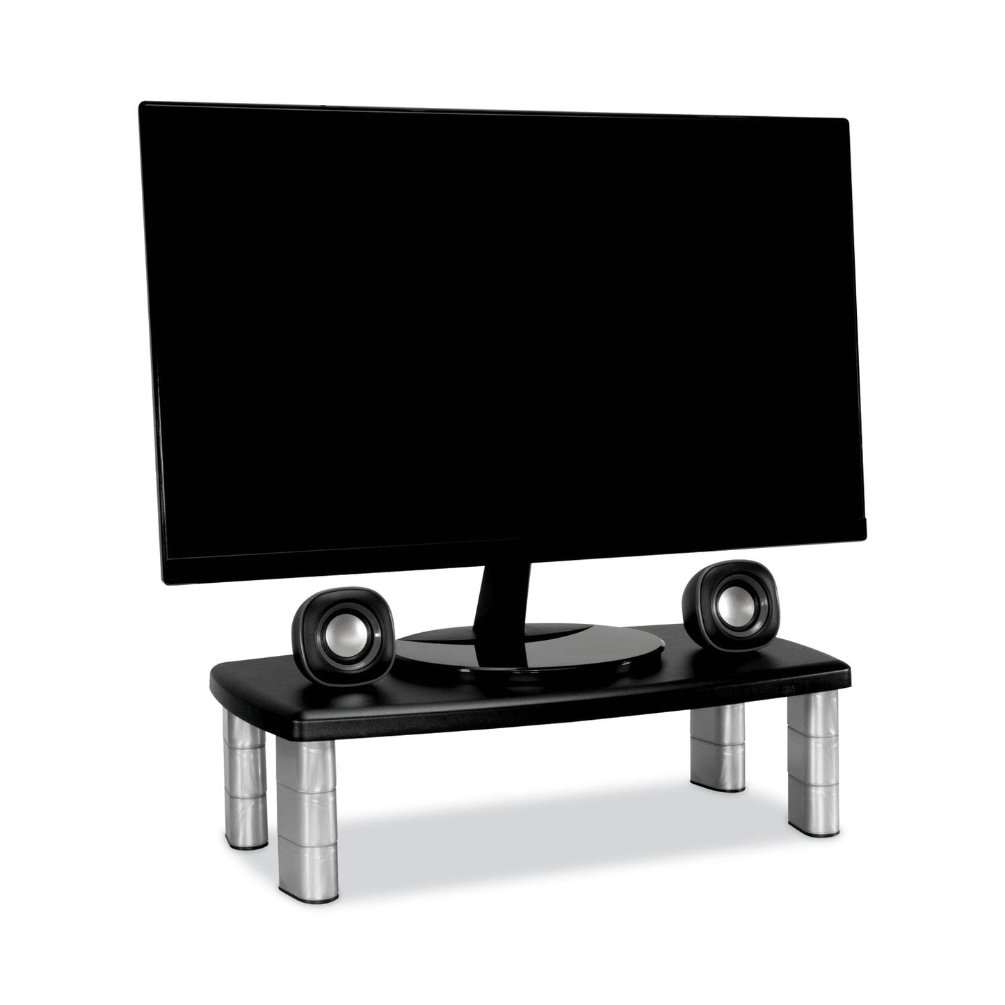 3M Extra-Wide Adjustable Monitor Stand, 20" x 12" x 1" to 5.78", Silver/Black, Supports 40 lbs