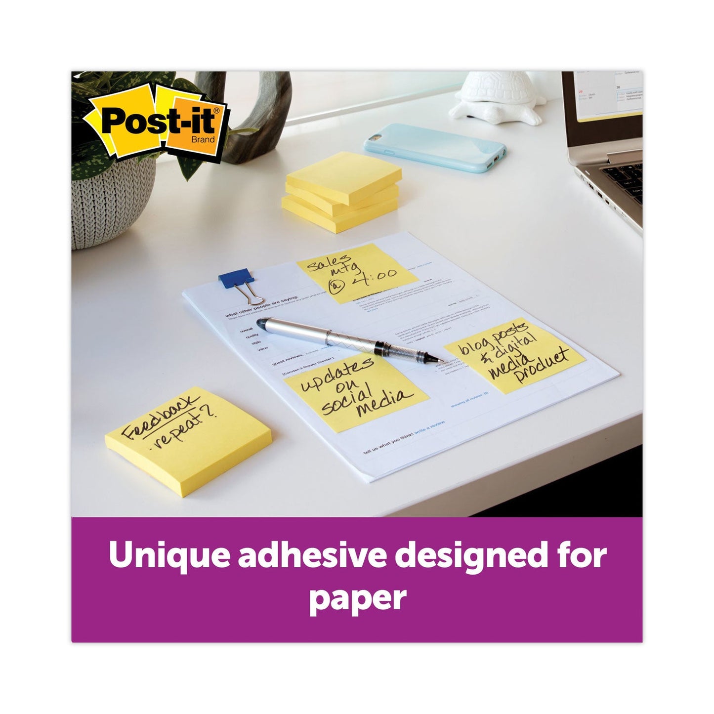 Post-it Original Canary Yellow Pop-up Refill, 3" x 3", Canary Yellow, 100 Sheets/Pad, 12 Pads/Pack