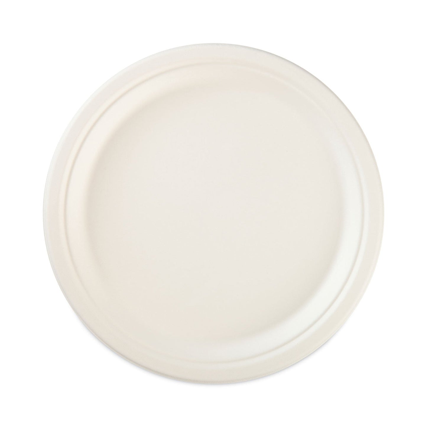 Hefty ECOSAVE Tableware, Plate, Bagasse, 6.75" dia, White, 30/Pack, 12 Packs/Carton