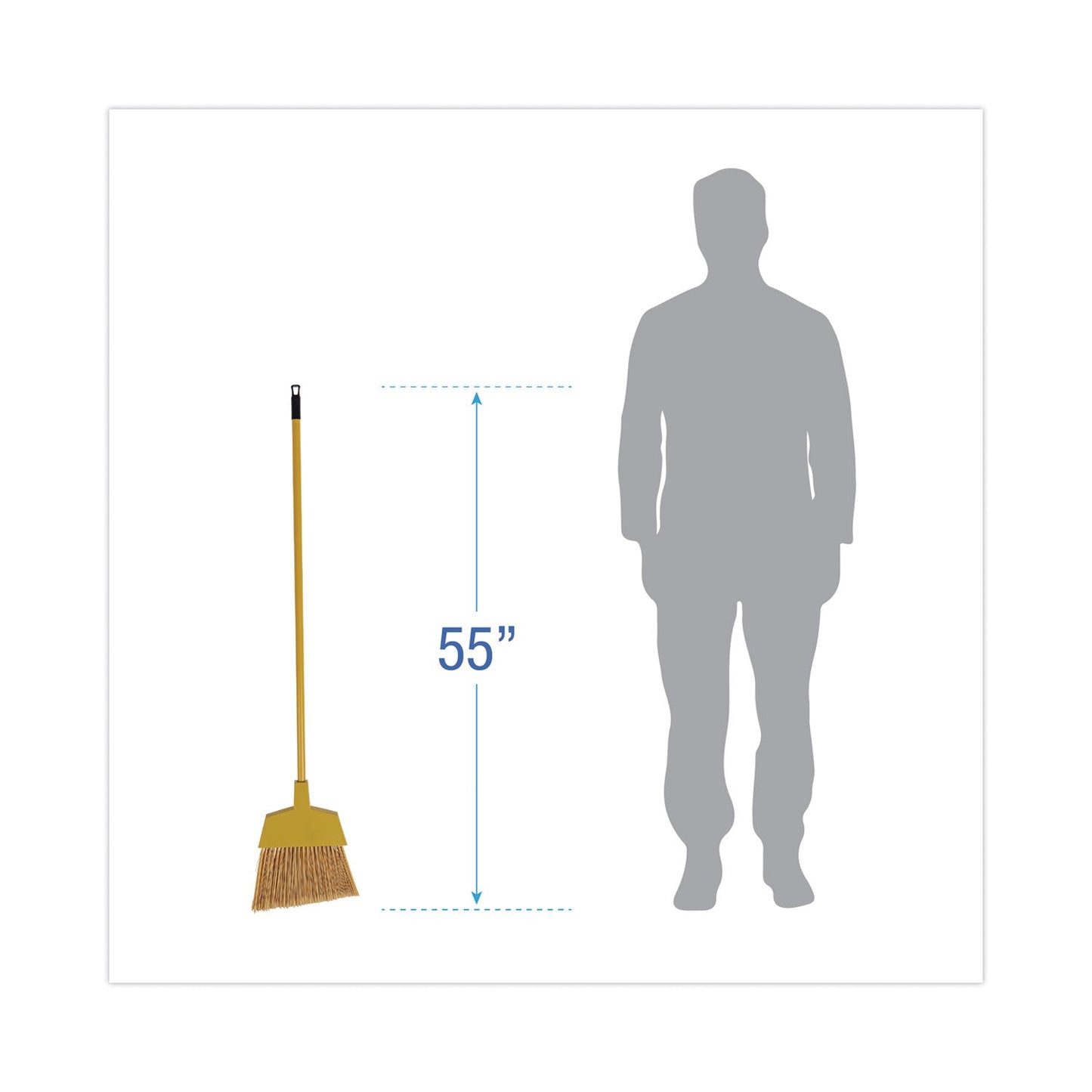 Boardwalk Corn Fiber Angled-Head Lobby Brooms, 55" Handle, Yellow, 12/Carton