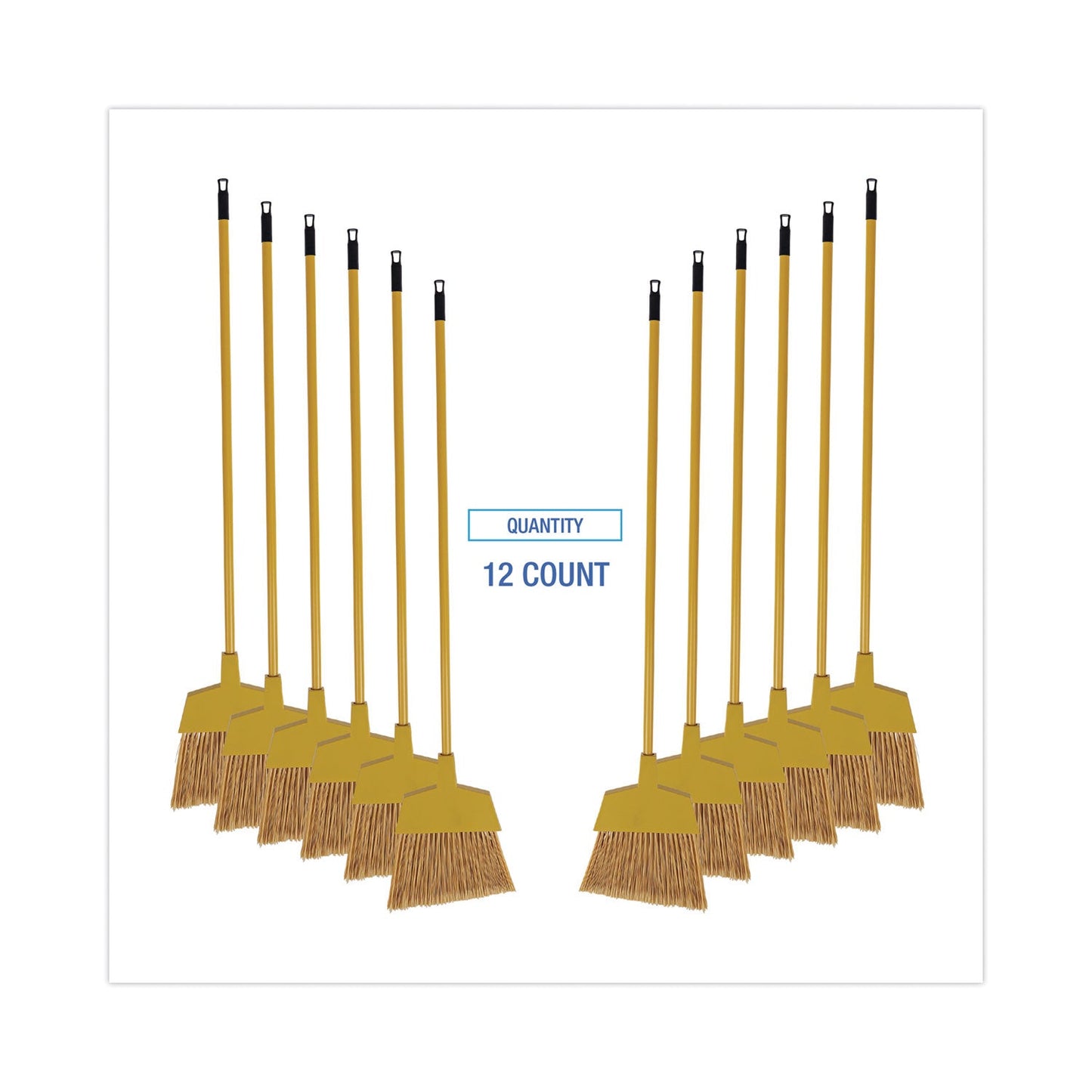 Boardwalk Corn Fiber Angled-Head Lobby Brooms, 55" Handle, Yellow, 12/Carton