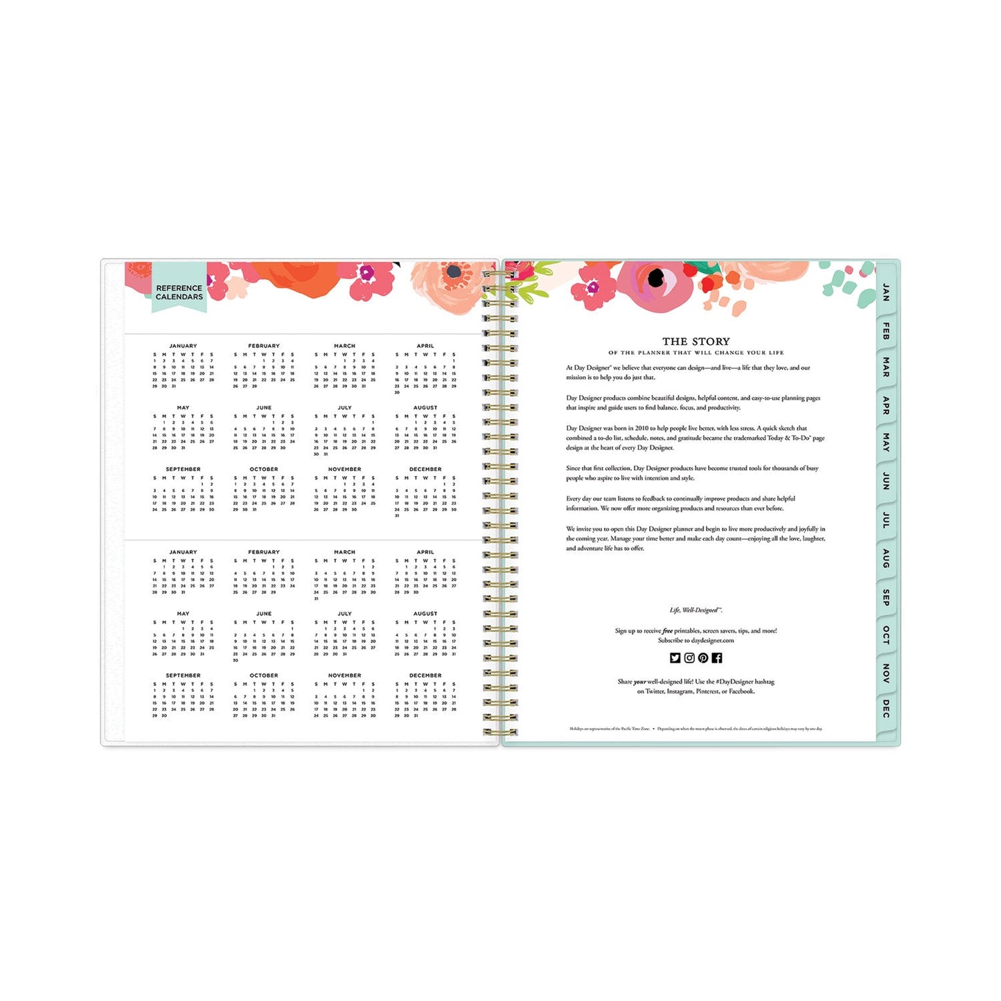 Blue Sky Day Designer Secret Garden Mint Frosted Weekly/Monthly Planner, 11 x 8.5, Multicolor Cover, 12-Month (Jan to Dec): 2023