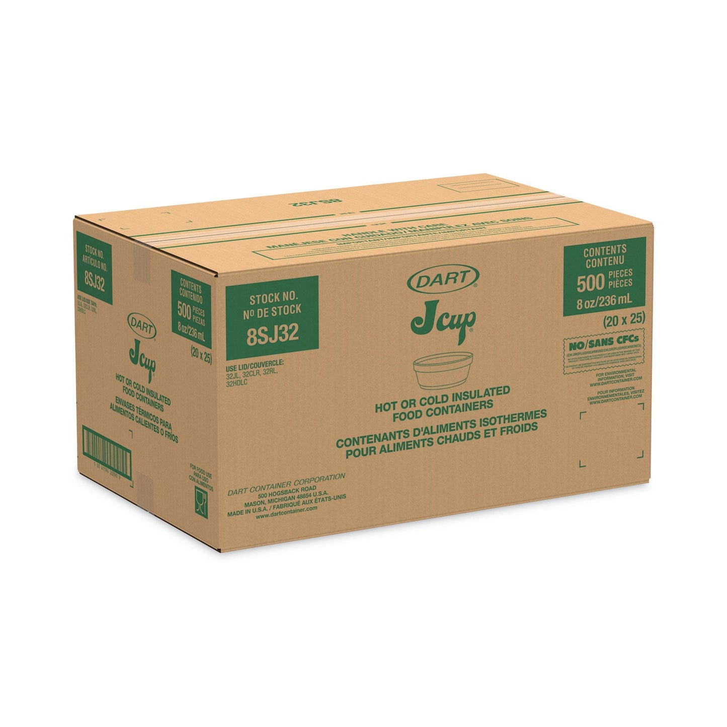 Dart Foam Container, Squat, 8 oz, 4.63" Diameter x 1.13"h, White, 500/Carton