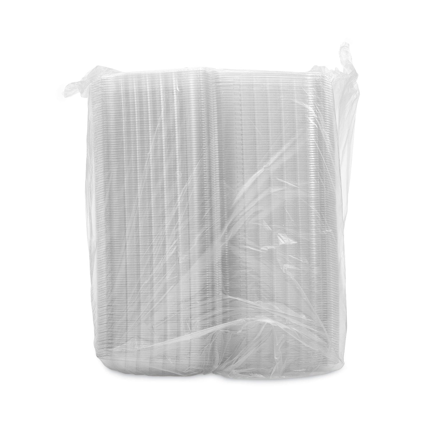 Dart ClearSeal Hinged-Lid Plastic Containers, 3-Compartment, 9.4 x 8.9 x 3, Plastic, 100/Bag, 2 Bags/Carton