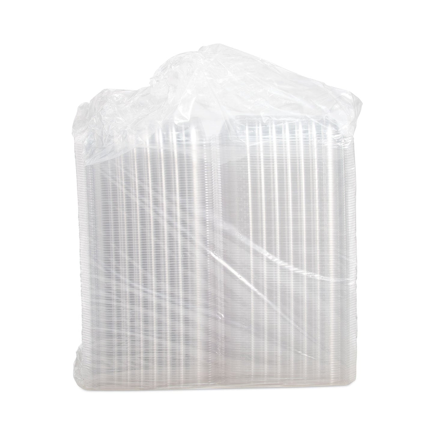Dart ClearSeal Hinged-Lid Plastic Containers, 9.3 x 8.8 x 3, Clear, Plastic, 100/Bag, 2 Bags/Carton