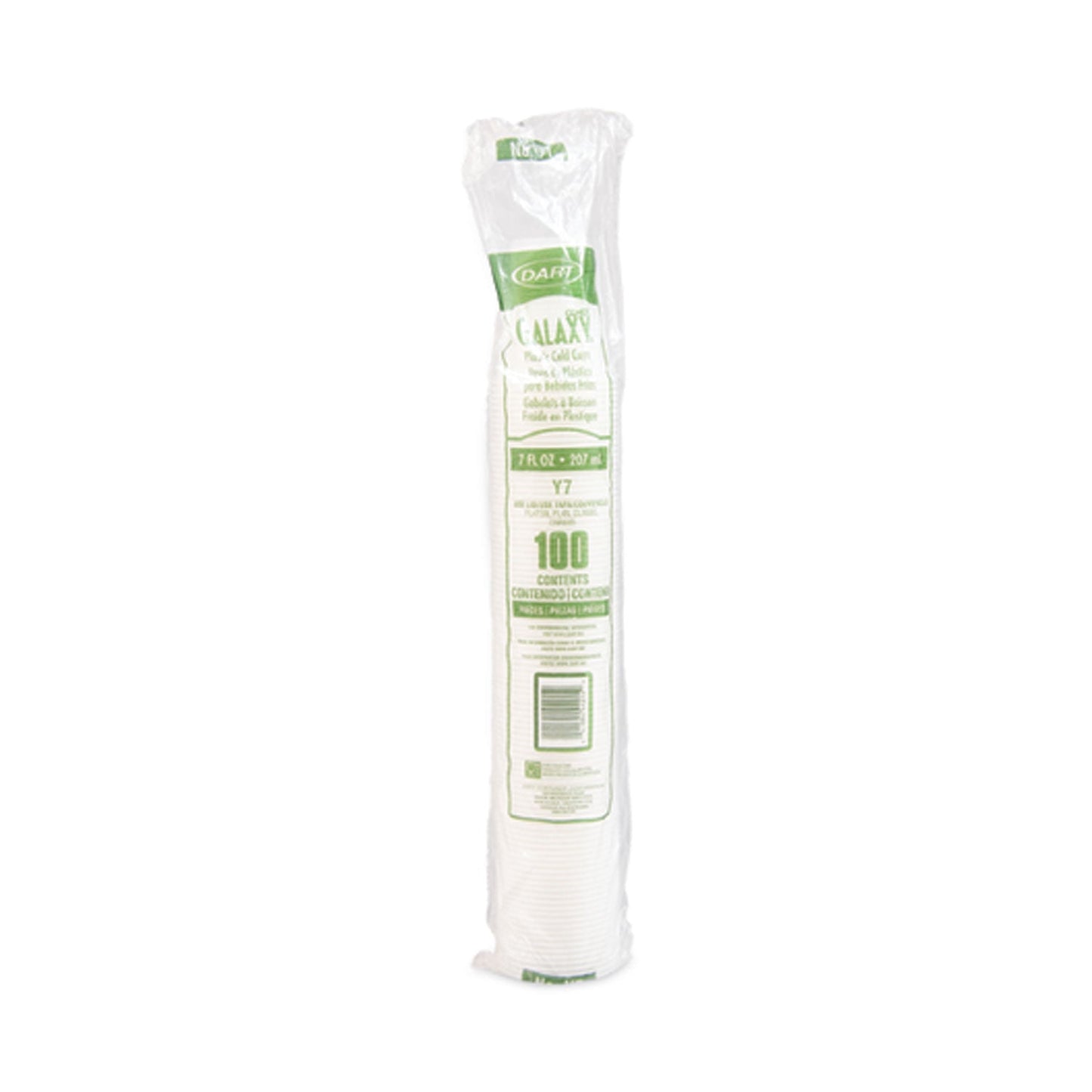 Dart High-Impact Polystyrene Cold Cups, 7 oz, Translucent, 100 Cups/Sleeve, 25 Sleeves/Carton