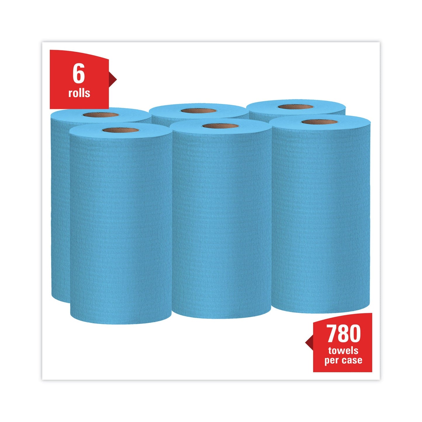 WypAll General Clean X60 Cloths, Small Roll, 13.5 x 19.6, Blue, 130/Roll, 6 Rolls/Carton