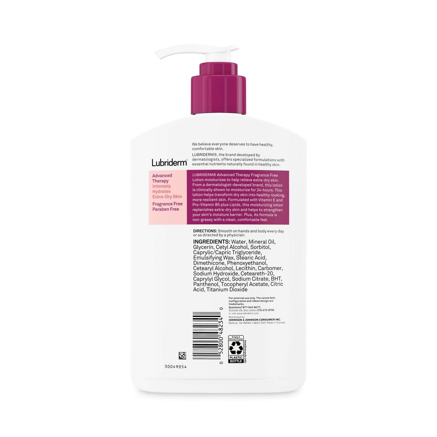 Lubriderm Advanced Therapy Moisturizing Hand/Body Lotion, 16 oz Pump Bottle