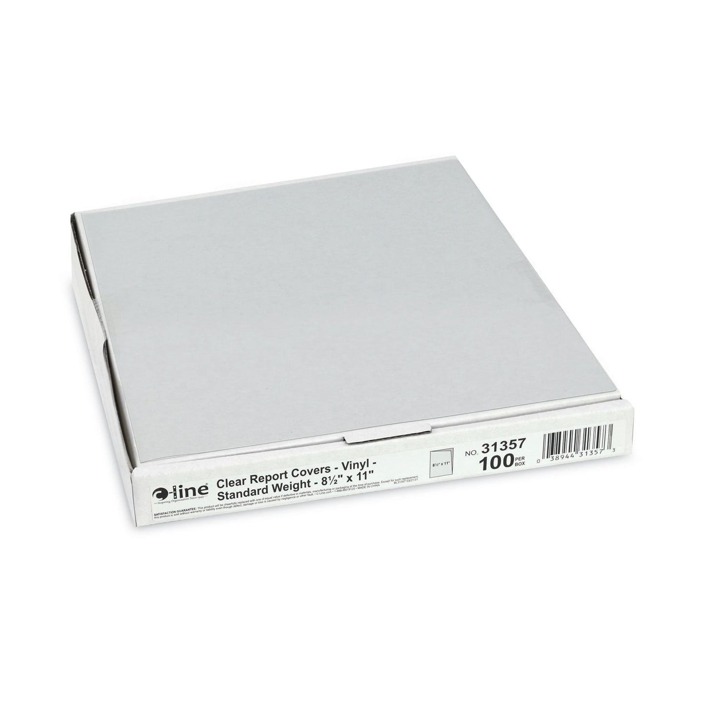 C-Line Vinyl Report Covers, Binding Bar, 8.5 x 11, Clear/Clear, 100/Box