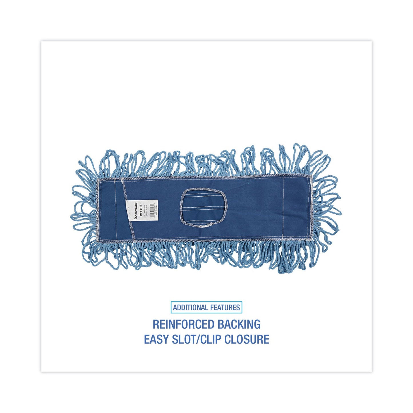 Boardwalk Mop Head, Dust, Looped-End, Cotton/Synthetic Fibers, 18 x 5, Blue
