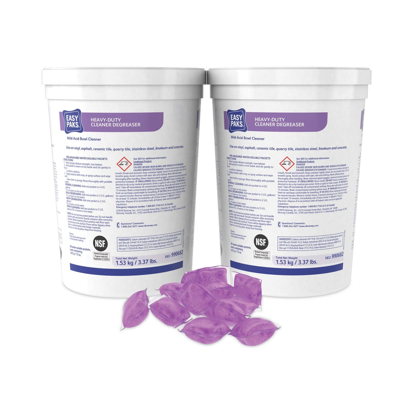 Easy Paks Heavy-Duty Cleaner/Degreaser, 1.5 oz Packet, 36/Tub, 2 Tubs/Carton