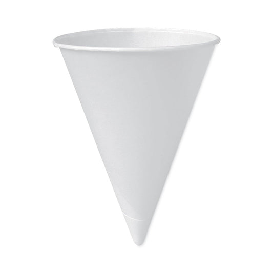 Dart Bare Treated Paper Cone Water Cups, 6 oz, White, 200/Sleeve, 25 Sleeves/Carton