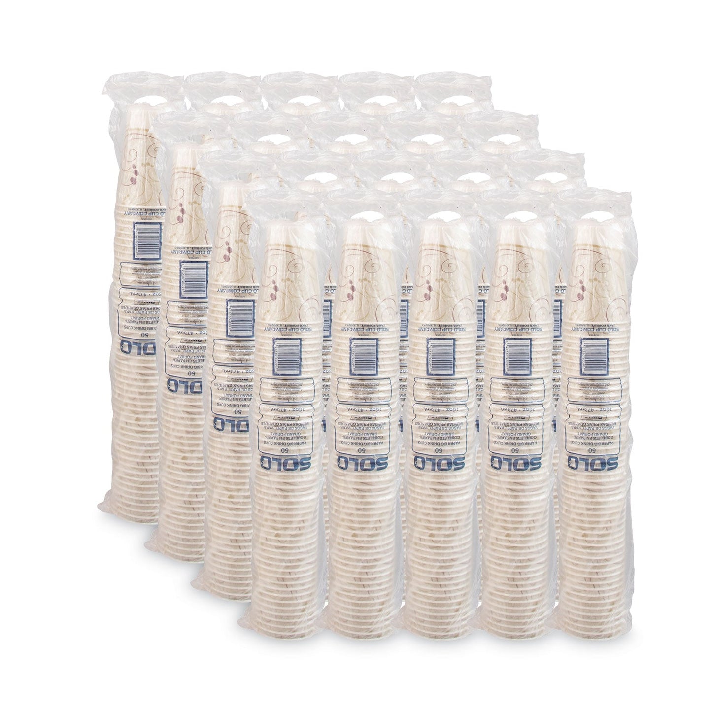 Dart Symphony Treated-Paper Cold Cups, 16 oz, White/Beige/Red, 50/Bag, 20 Bags/Carton