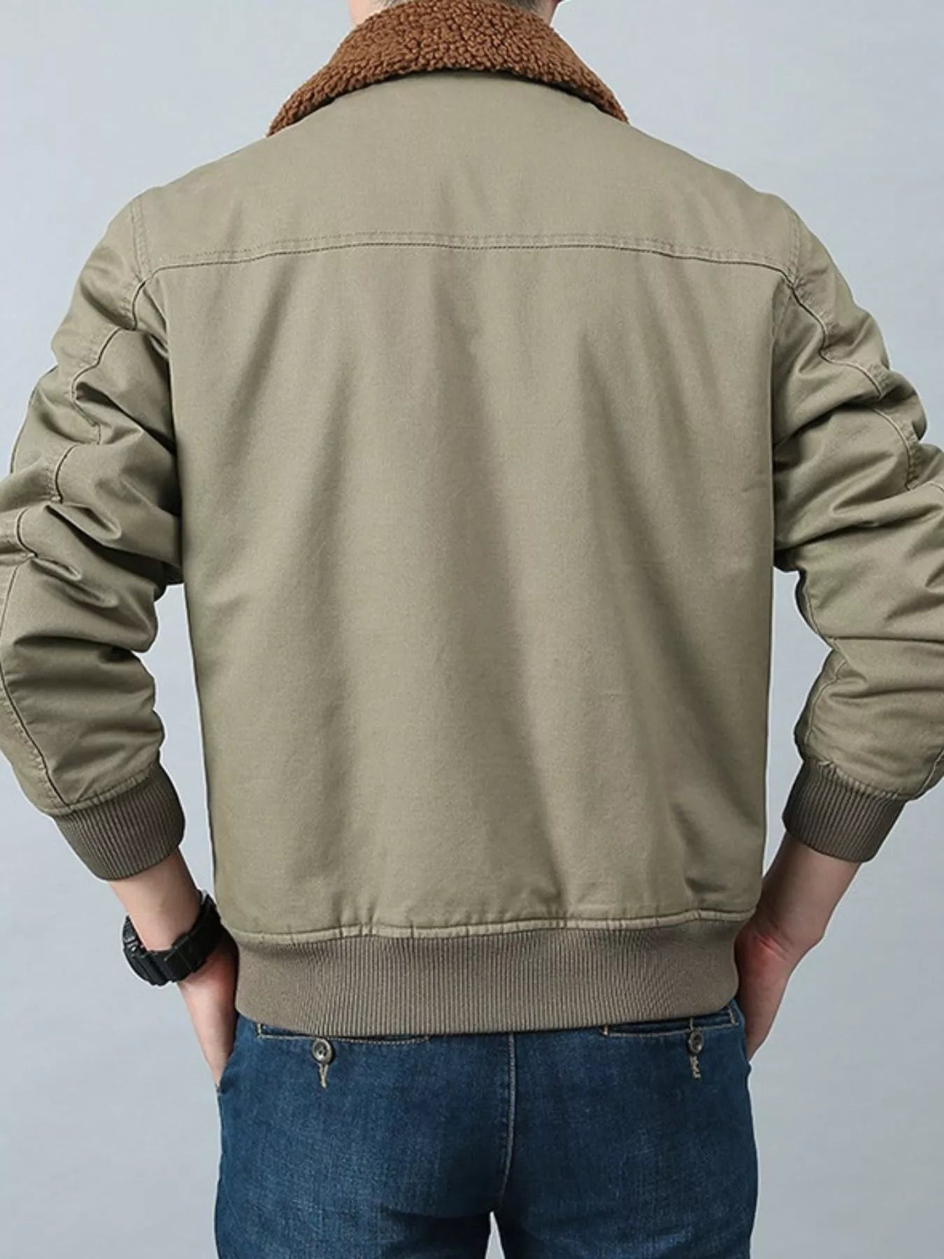 Men's Plus Size Casual Fleece Collar Zip Up Jacket