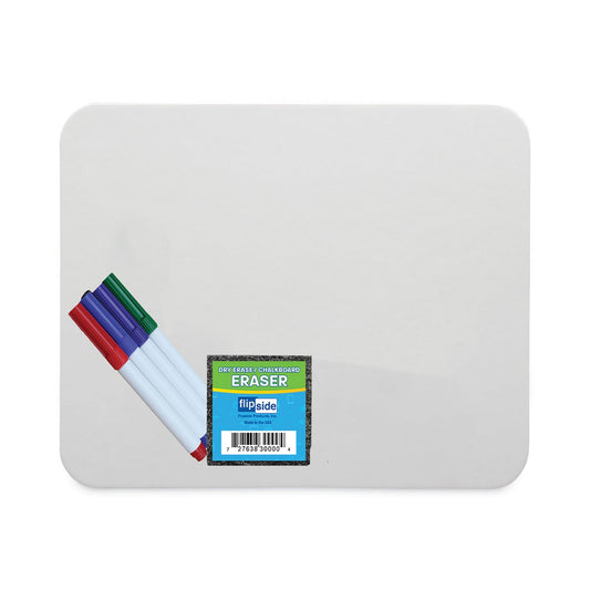 Flipside Magnetic Dry Erase Board Set, 12 x 9, White, Assorted Color Markers, 12/Pack